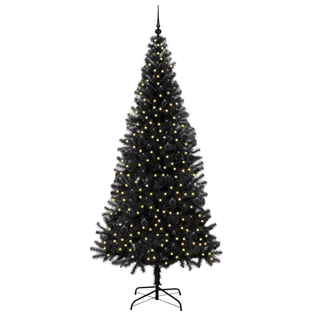 vidaXL Weihnachtsbaum mit 300 LEDs mit Ständer Schwarz 240 cm PVC