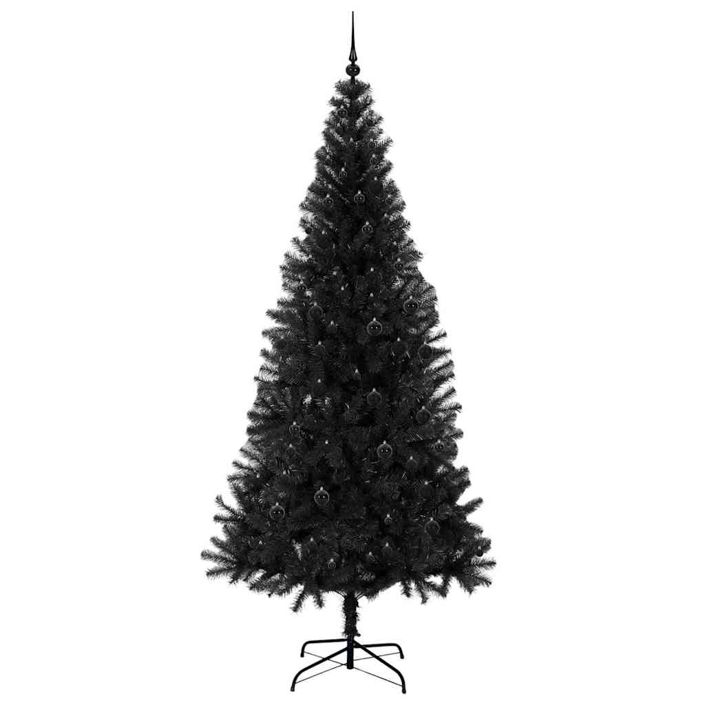 vidaXL Weihnachtsbaum mit 300 LEDs mit Ständer Schwarz 240 cm PVC