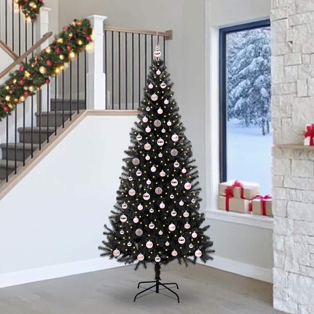 vidaXL Weihnachtsbaum mit 300 LEDs mit Ständer Schwarz 240 cm PVC
