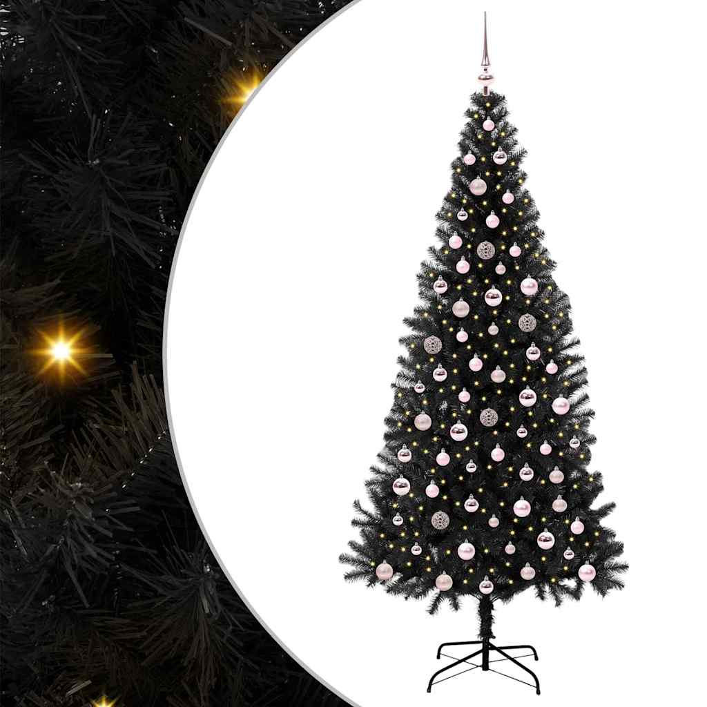 vidaXL Weihnachtsbaum mit 300 LEDs mit Ständer Schwarz 240 cm PVC