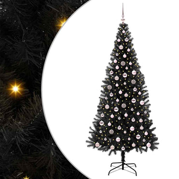 vidaXL Weihnachtsbaum mit 300 LEDs mit Ständer Schwarz 240 cm PVC