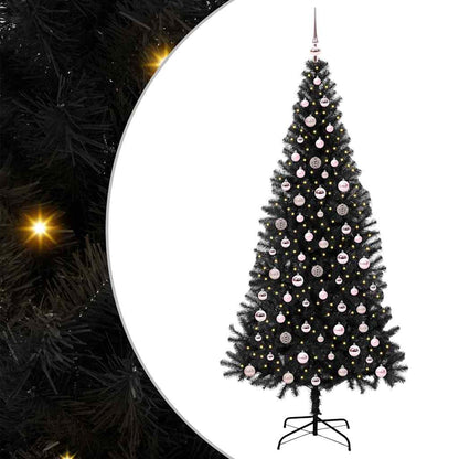 vidaXL Weihnachtsbaum mit 300 LEDs mit Ständer Schwarz 240 cm PVC