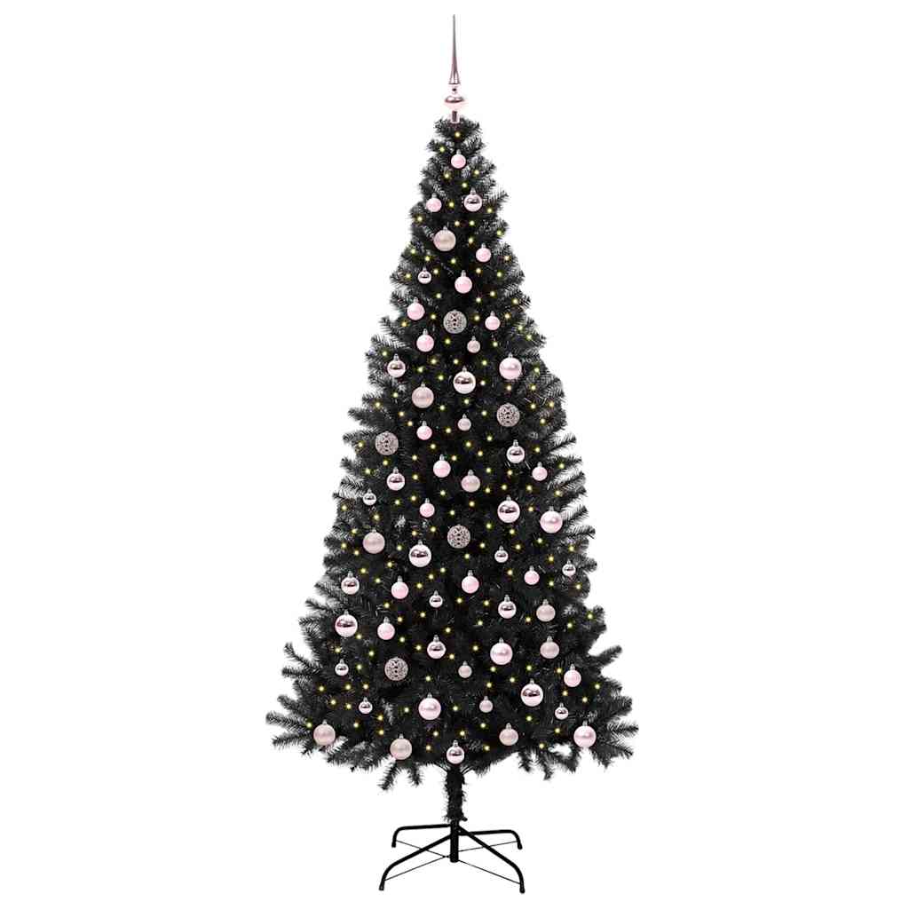 vidaXL Weihnachtsbaum mit 300 LEDs mit Ständer Schwarz 240 cm PVC