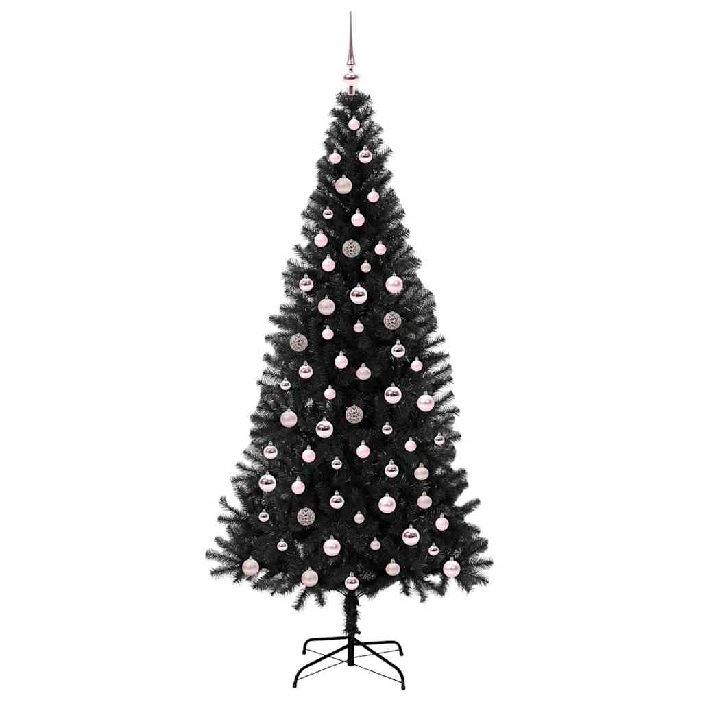 vidaXL Weihnachtsbaum mit 300 LEDs mit Ständer Schwarz 240 cm PVC