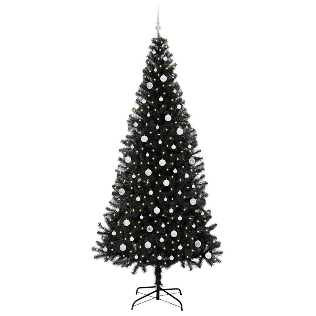 vidaXL Weihnachtsbaum mit 300 LEDs mit Ständer Schwarz 240 cm PVC