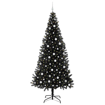 vidaXL Weihnachtsbaum mit 300 LEDs mit Ständer Schwarz 240 cm PVC