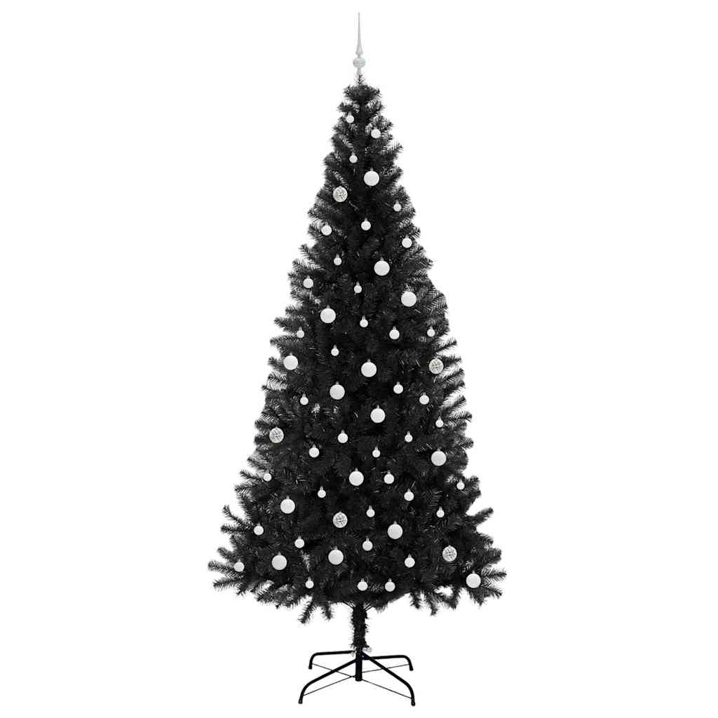 vidaXL Weihnachtsbaum mit 300 LEDs mit Ständer Schwarz 240 cm PVC