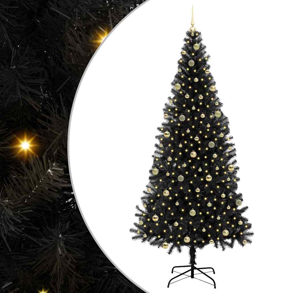vidaXL Weihnachtsbaum mit 300 LEDs mit Ständer Schwarz 240 cm PVC