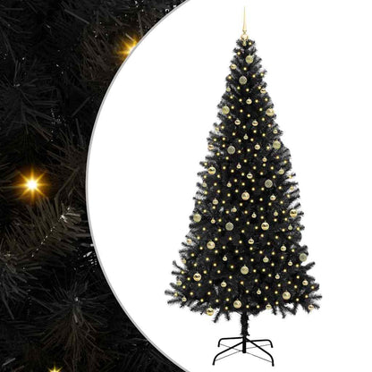 vidaXL Weihnachtsbaum mit 300 LEDs mit Ständer Schwarz 240 cm PVC