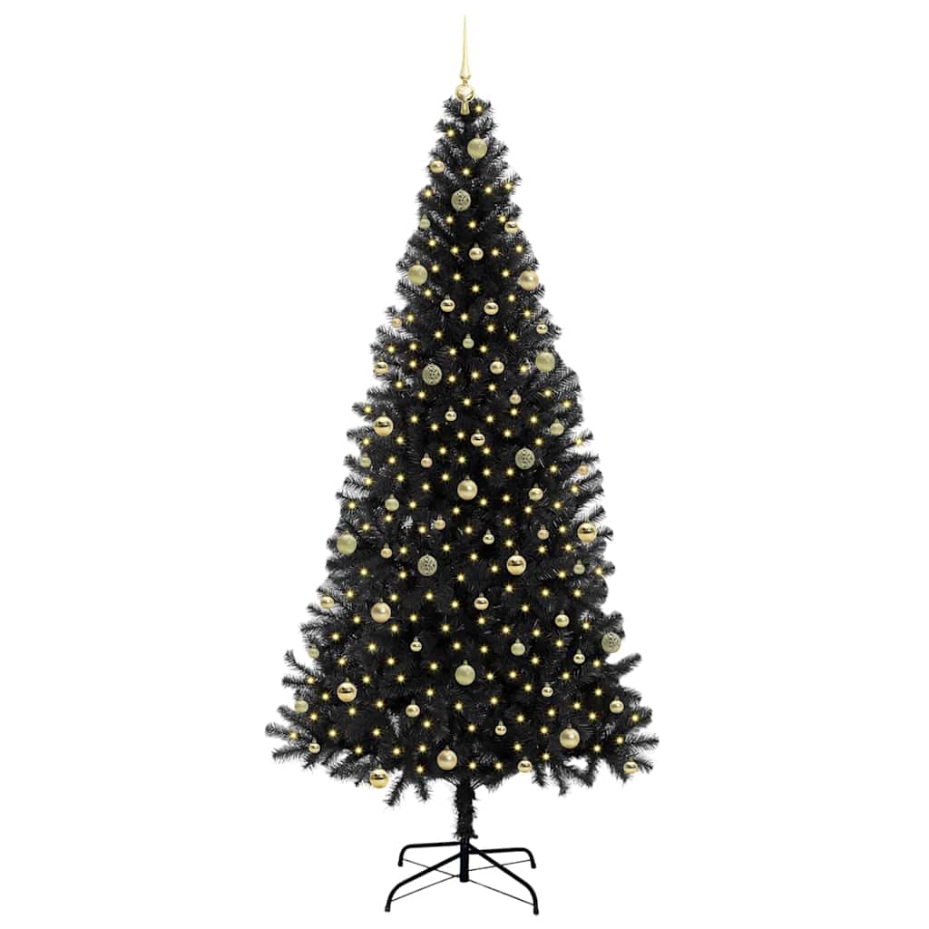 vidaXL Weihnachtsbaum mit 300 LEDs mit Ständer Schwarz 240 cm PVC