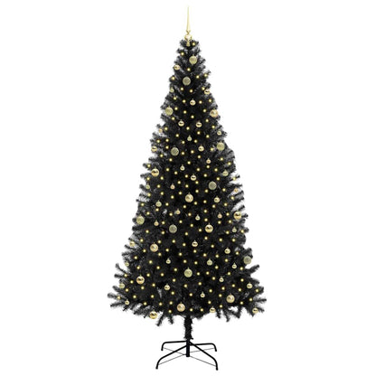 vidaXL Weihnachtsbaum mit 300 LEDs mit Ständer Schwarz 240 cm PVC