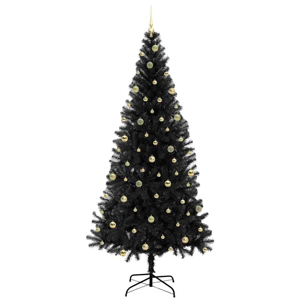 vidaXL Weihnachtsbaum mit 300 LEDs mit Ständer Schwarz 240 cm PVC