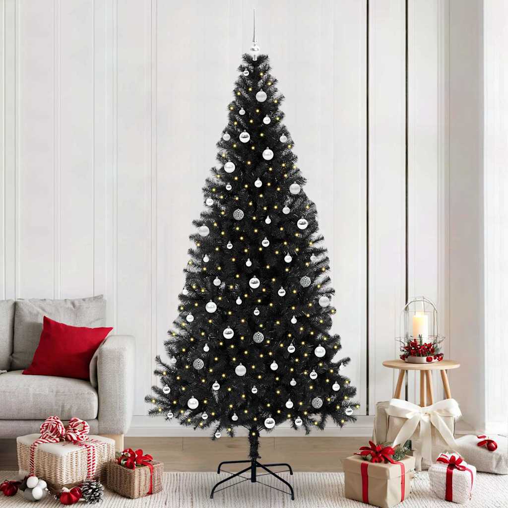 vidaXL Weihnachtsbaum mit 300 LEDs mit Ständer Schwarz 240 cm PVC