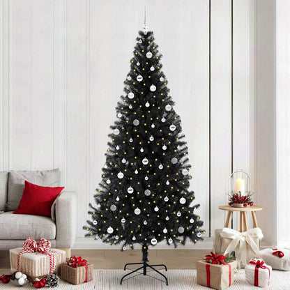 vidaXL Weihnachtsbaum mit 300 LEDs mit Ständer Schwarz 240 cm PVC