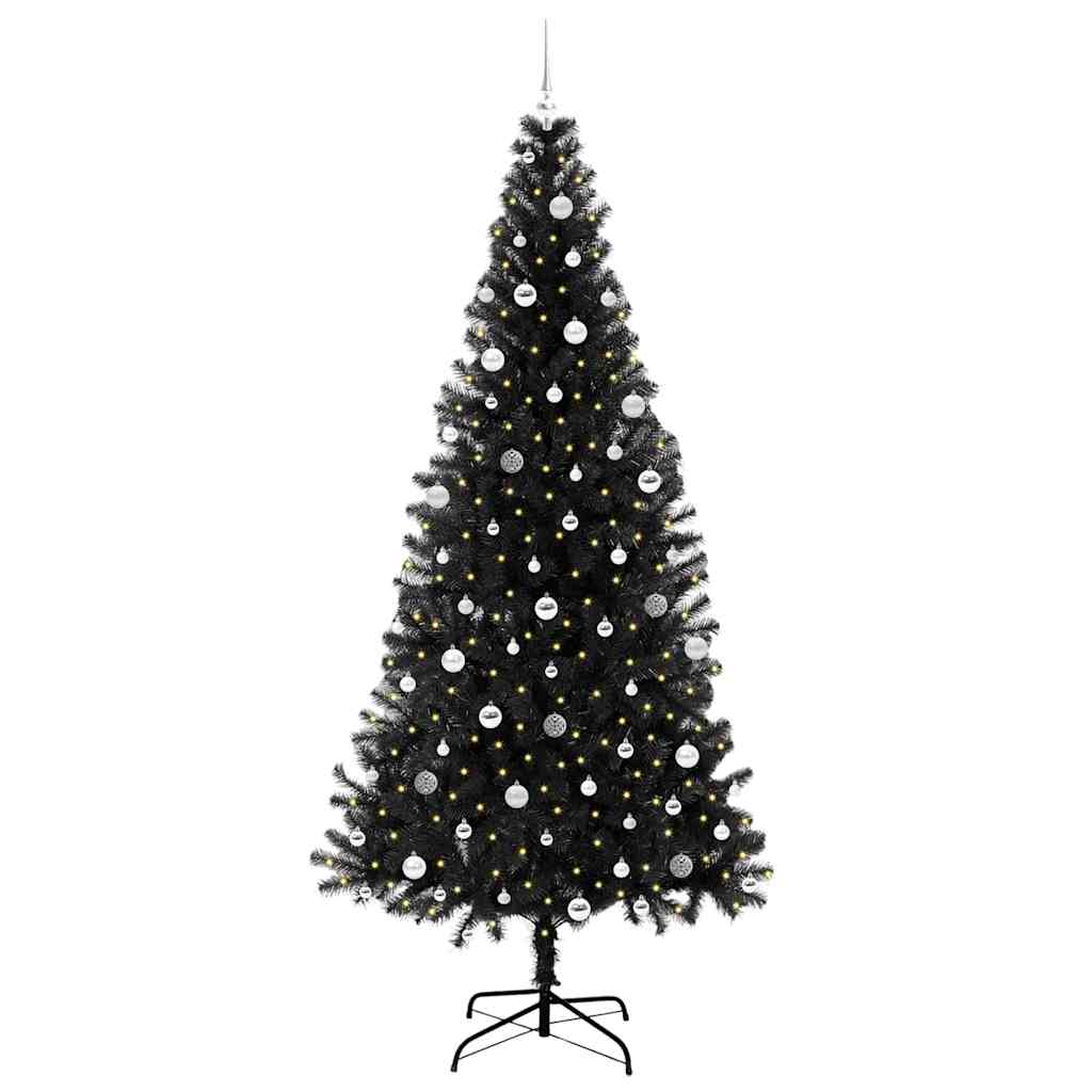 vidaXL Weihnachtsbaum mit 300 LEDs mit Ständer Schwarz 240 cm PVC