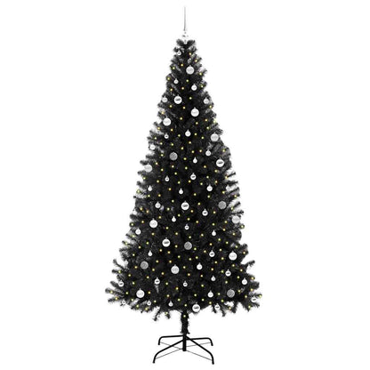 vidaXL Weihnachtsbaum mit 300 LEDs mit Ständer Schwarz 240 cm PVC