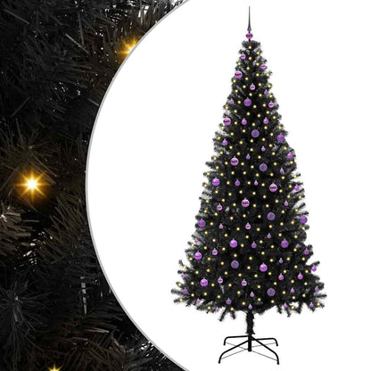vidaXL Weihnachtsbaum mit 300 LEDs mit Ständer Schwarz 240 cm PVC