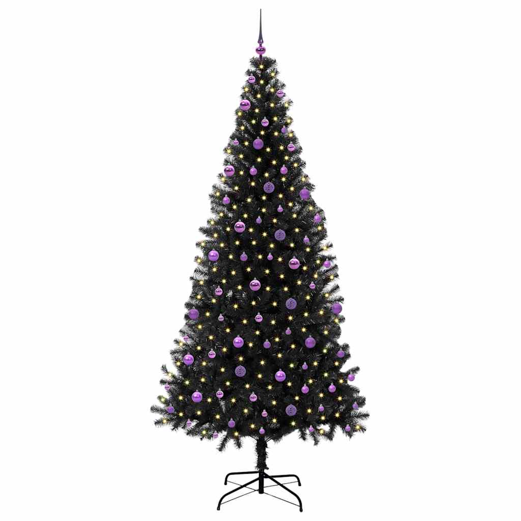 vidaXL Weihnachtsbaum mit 300 LEDs mit Ständer Schwarz 240 cm PVC
