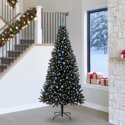 vidaXL Weihnachtsbaum mit 300 LEDs mit Ständer Schwarz 240 cm PVC