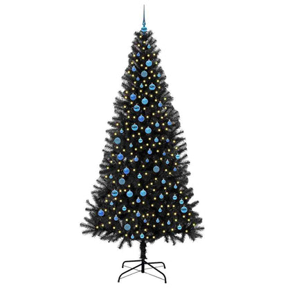 vidaXL Weihnachtsbaum mit 300 LEDs mit Ständer Schwarz 240 cm PVC