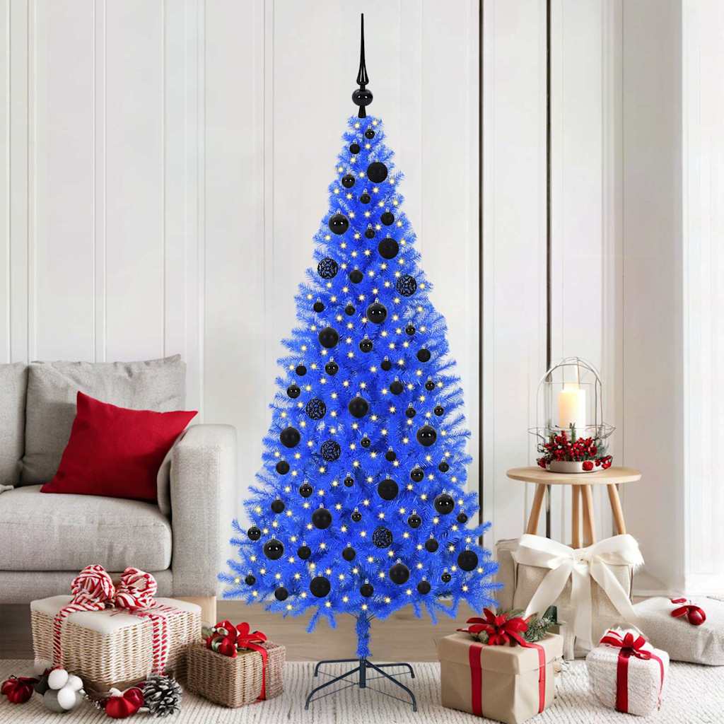 vidaXL Weihnachtsbaum mit 300 LEDs mit Ständer Blau 180 cm PVC
