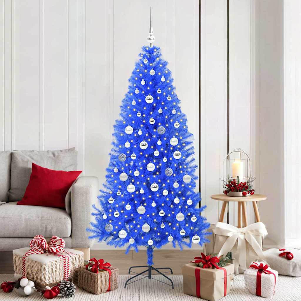 vidaXL Weihnachtsbaum mit 300 LEDs mit Ständer Blau 180 cm PVC