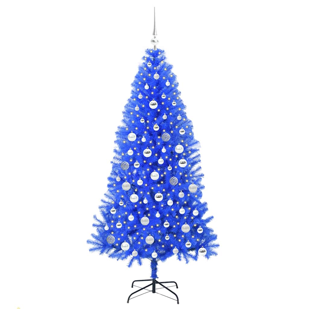 vidaXL Weihnachtsbaum mit 300 LEDs mit Ständer Blau 180 cm PVC