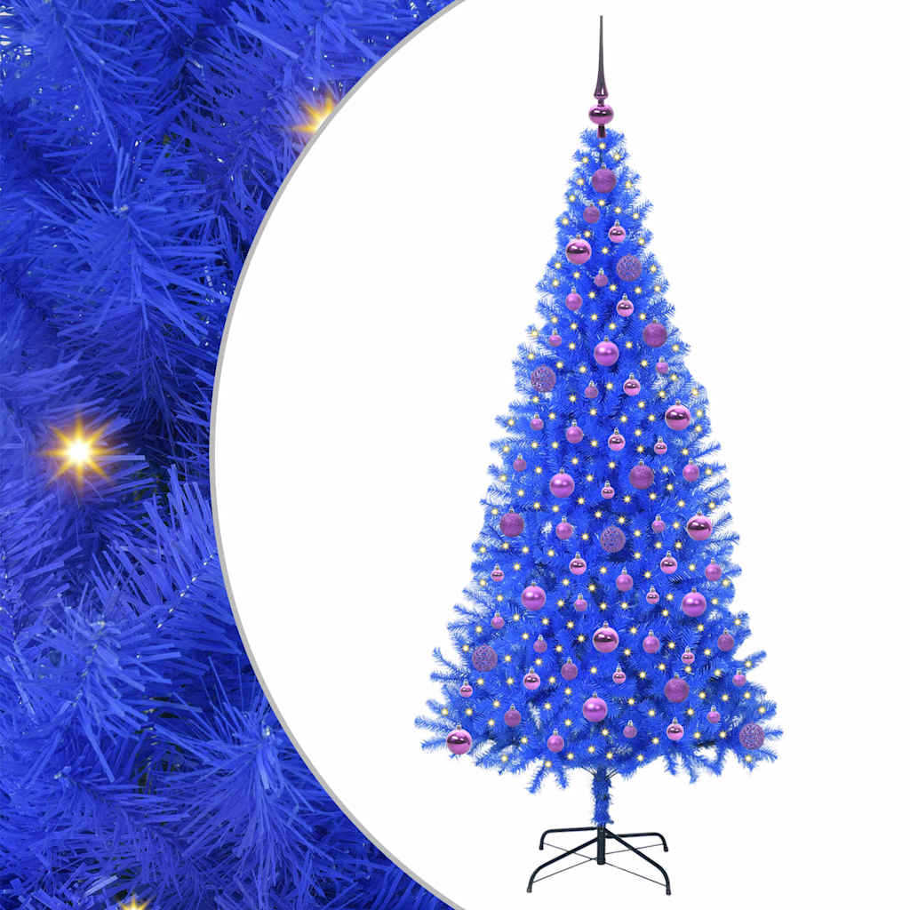 vidaXL Weihnachtsbaum mit 300 LEDs mit Ständer Blau 180 cm PVC