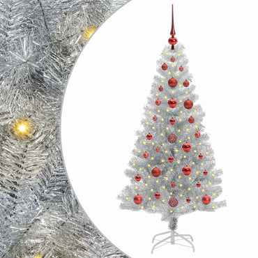 vidaXL Weihnachtsbaum mit 150 LEDs mit Ständer Silber 120 cm PET
