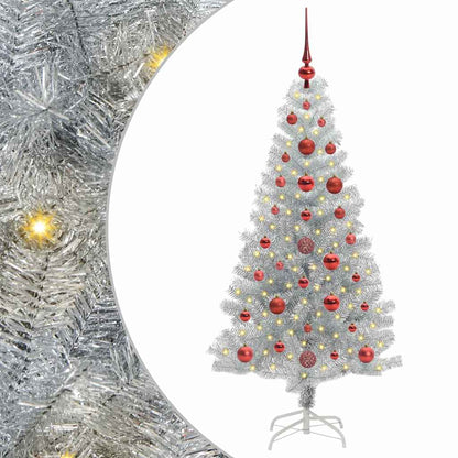 Weihnachtsbaum mit 150 LEDs mit Ständer Silber 120 cm PET