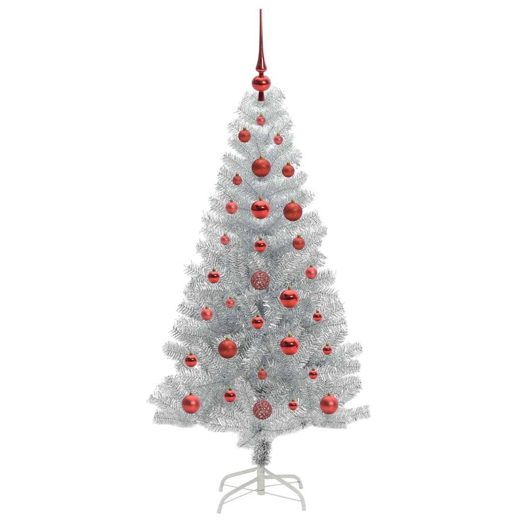 Weihnachtsbaum mit 150 LEDs mit Ständer Silber 120 cm PET