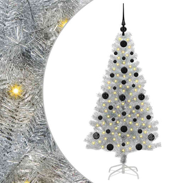 vidaXL Weihnachtsbaum mit 150 LEDs mit Ständer Silber 120 cm PET