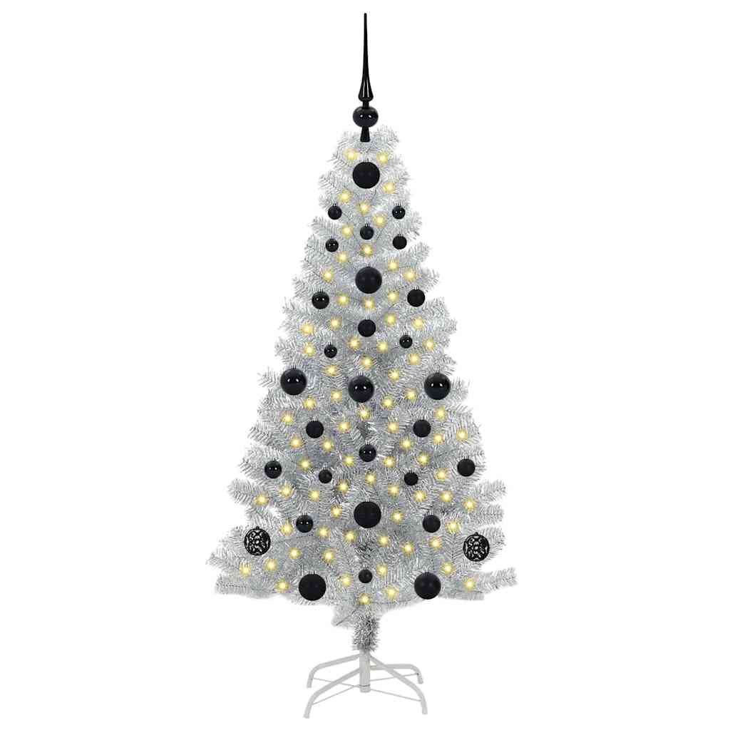 Weihnachtsbaum mit 150 LEDs mit Ständer Silber 120 cm PET