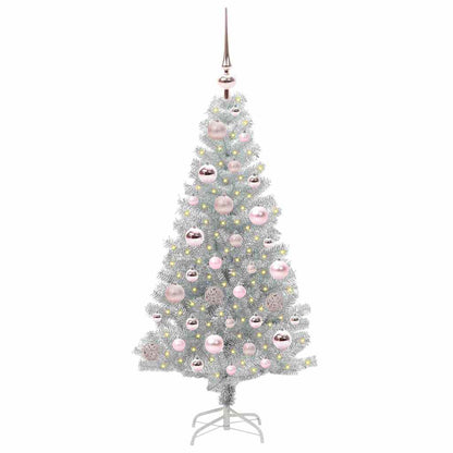 Weihnachtsbaum mit 150 LEDs mit Ständer Silber 120 cm PET