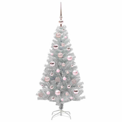Weihnachtsbaum mit 150 LEDs mit Ständer Silber 120 cm PET