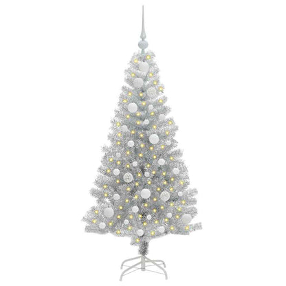 Weihnachtsbaum mit 150 LEDs mit Ständer Silber 120 cm PET