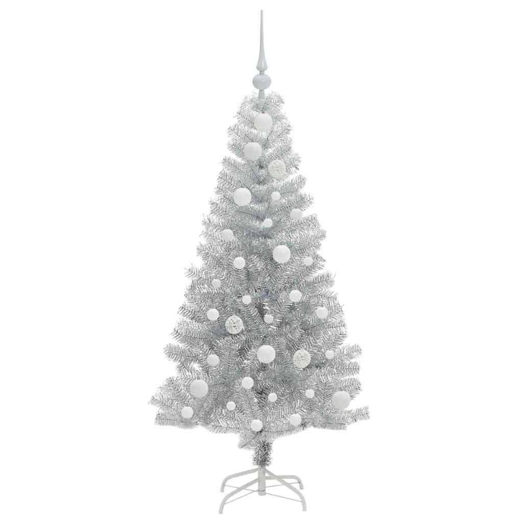 Weihnachtsbaum mit 150 LEDs mit Ständer Silber 120 cm PET