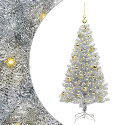 vidaXL Weihnachtsbaum mit 150 LEDs mit Ständer Silber 120 cm PET
