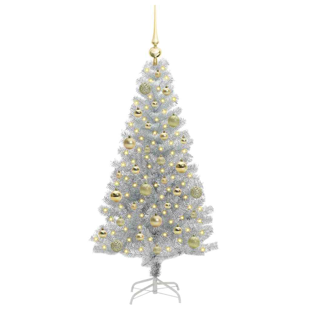 vidaXL Weihnachtsbaum mit 150 LEDs mit Ständer Silber 120 cm PET