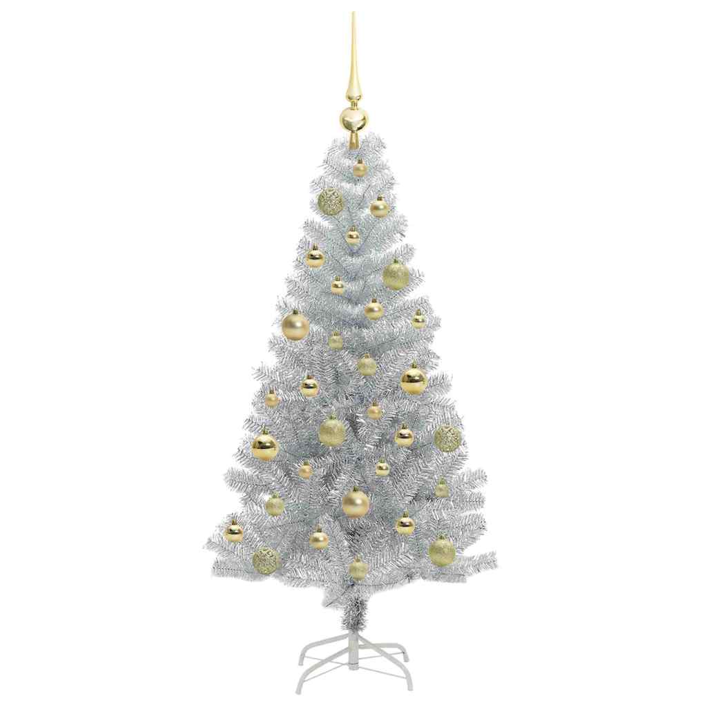 vidaXL Weihnachtsbaum mit 150 LEDs mit Ständer Silber 120 cm PET