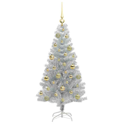 vidaXL Weihnachtsbaum mit 150 LEDs mit Ständer Silber 120 cm PET