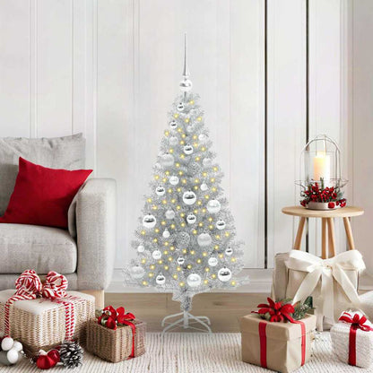 vidaXL Weihnachtsbaum mit 150 LEDs mit Ständer Silber 120 cm PET