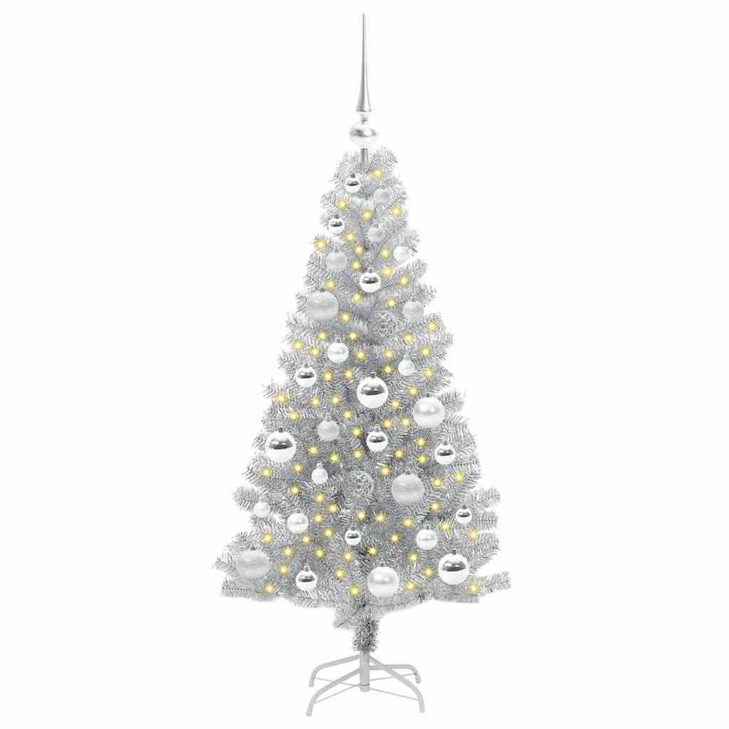 vidaXL Weihnachtsbaum mit 150 LEDs mit Ständer Silber 120 cm PET
