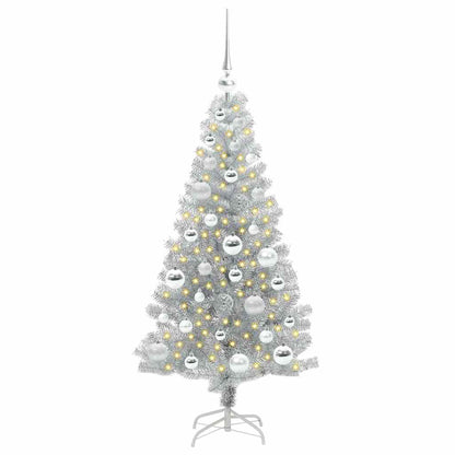 vidaXL Weihnachtsbaum mit 150 LEDs mit Ständer Silber 120 cm PET
