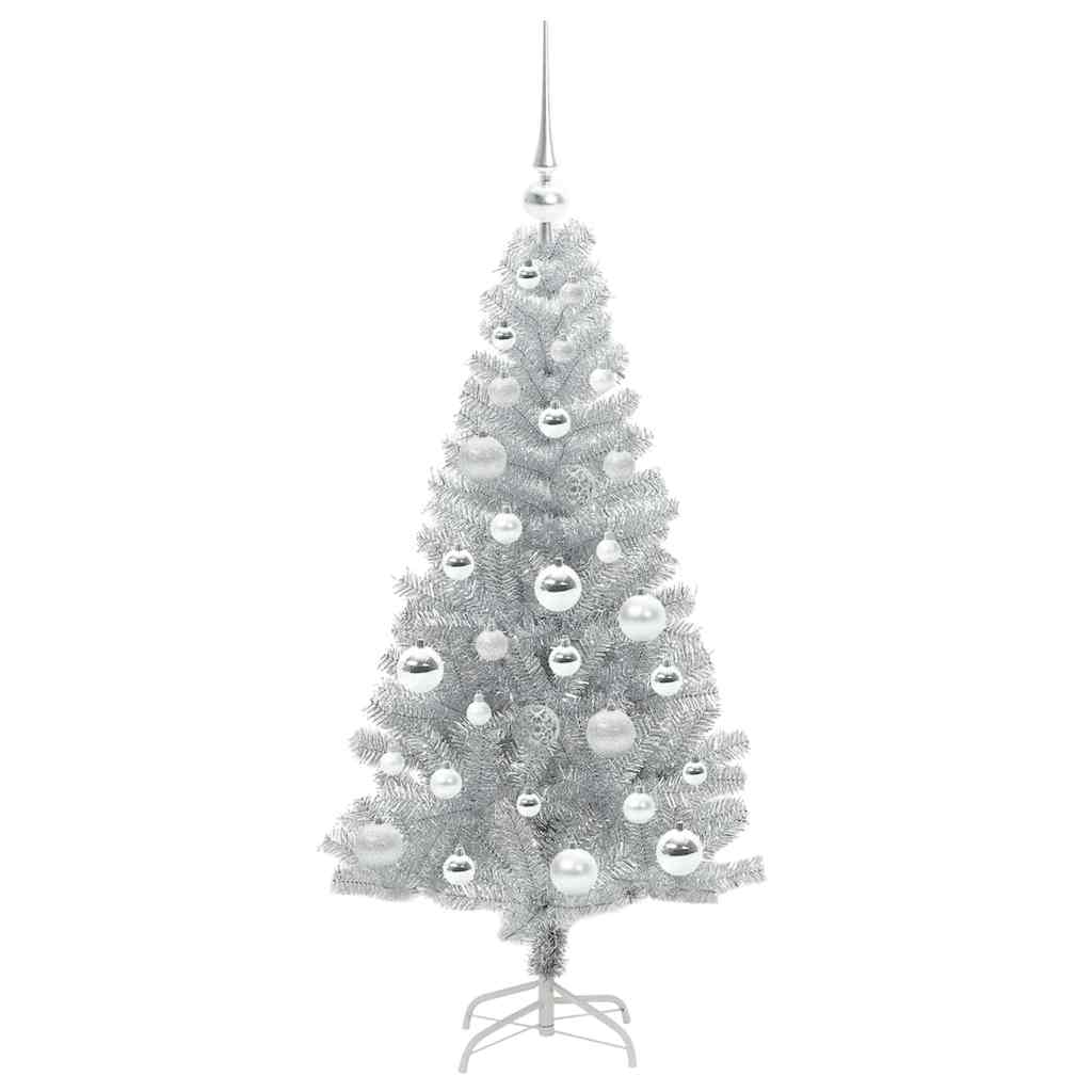 vidaXL Weihnachtsbaum mit 150 LEDs mit Ständer Silber 120 cm PET