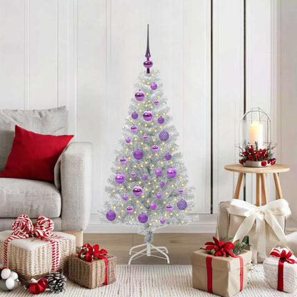 vidaXL Weihnachtsbaum mit 150 LEDs mit Ständer Silber 120 cm PET
