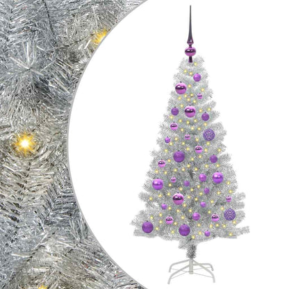 vidaXL Weihnachtsbaum mit 150 LEDs mit Ständer Silber 120 cm PET