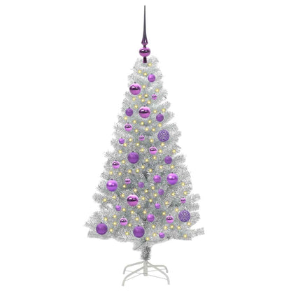 vidaXL Weihnachtsbaum mit 150 LEDs mit Ständer Silber 120 cm PET