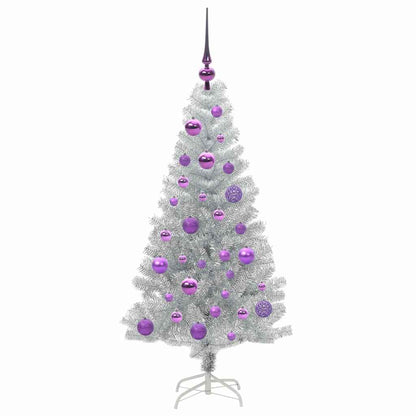 vidaXL Weihnachtsbaum mit 150 LEDs mit Ständer Silber 120 cm PET