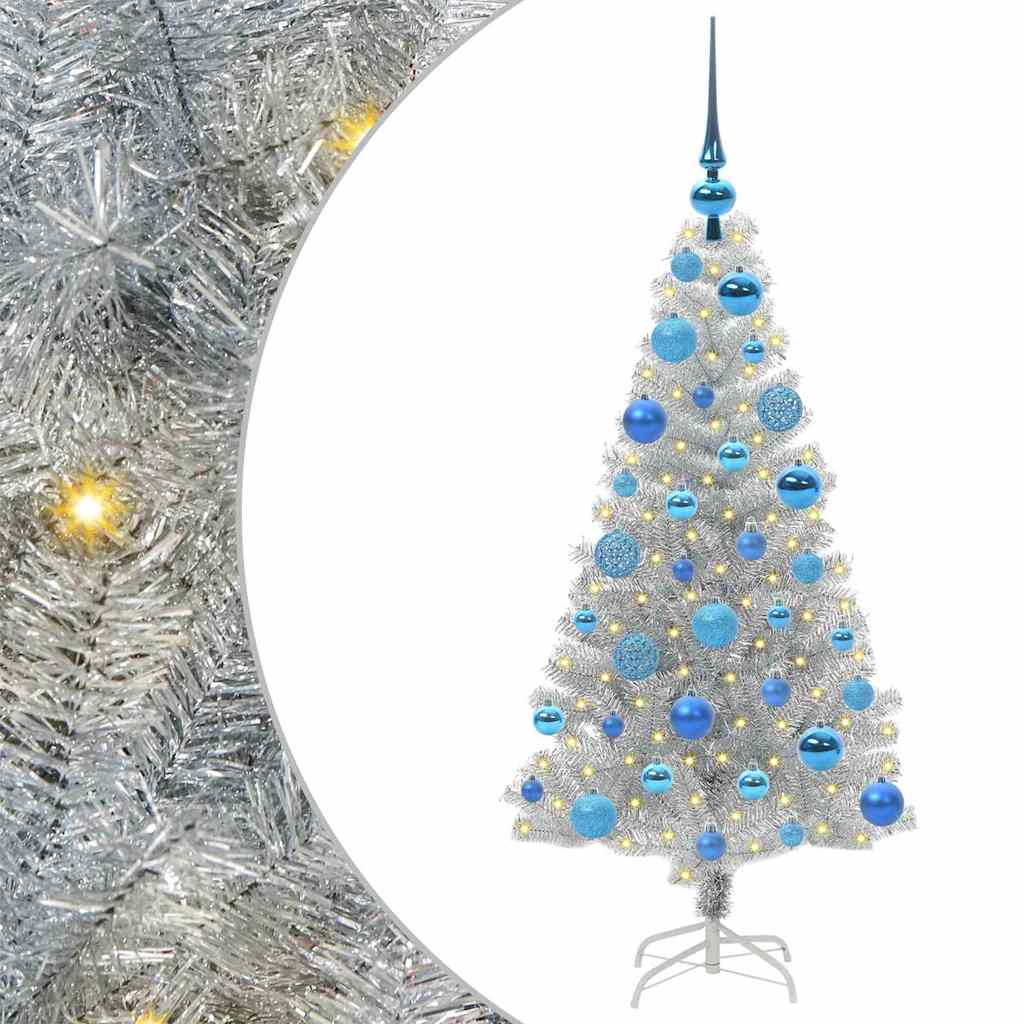 Weihnachtsbaum mit 150 LEDs mit Ständer Silber 120 cm PET